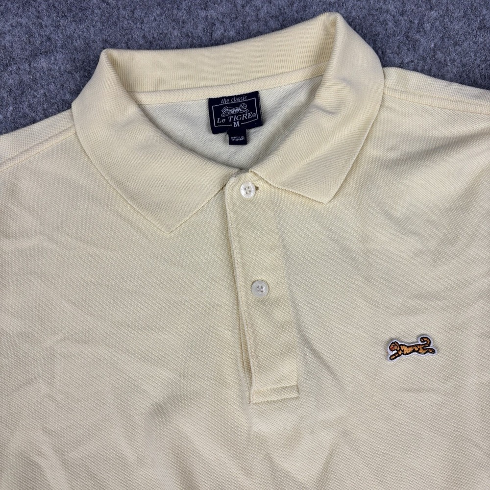 Vintage Le Tigre Polo Shirt Mens Medium Yellow Short Sleeve The Classic Casual